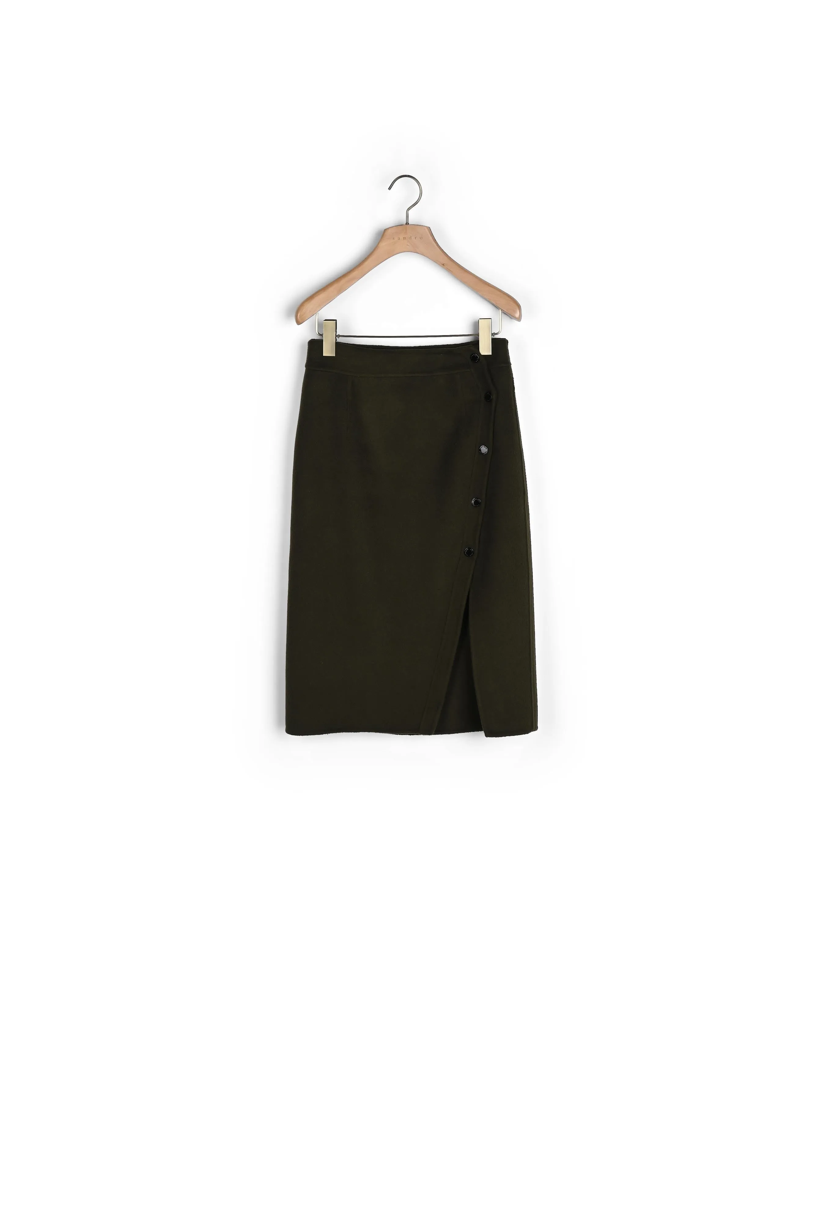 Jupe portefeuille fendue en laine