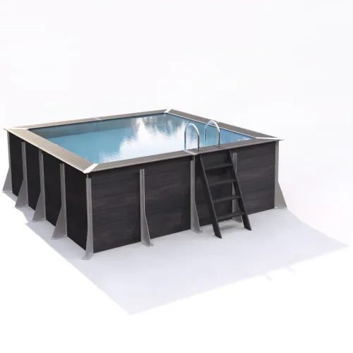 Justaposé Piscine MILLY hors sol carré 10m² - composite PVC/Chanvre...