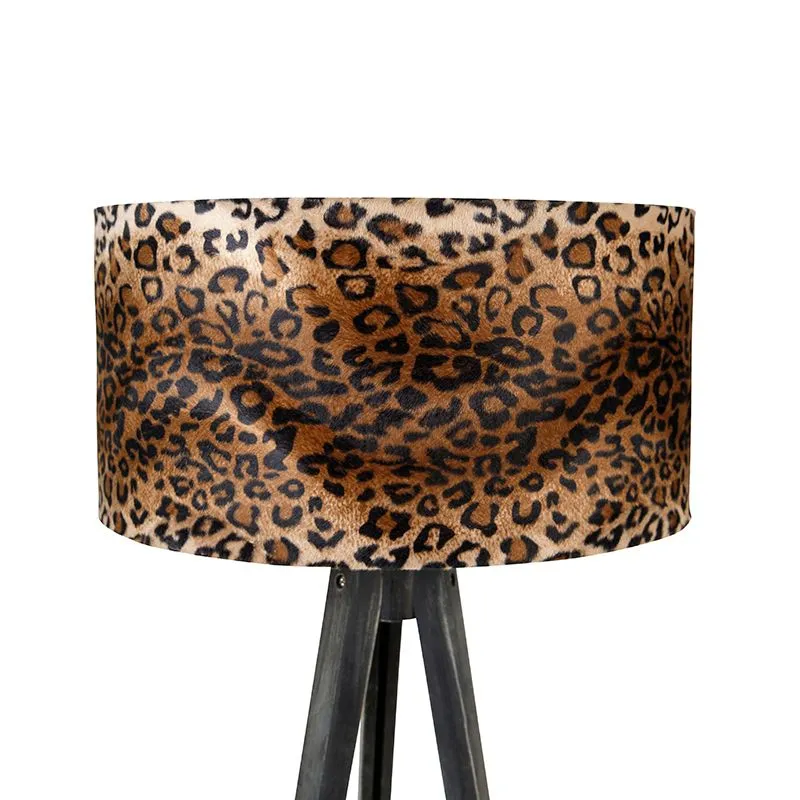 Lampadaire trépied noir avec abat-jour léopard 50 cm - Tripod Classic