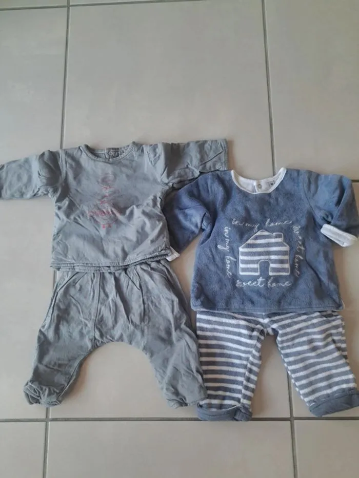 Lot 2 pyjamas chaud 6 mois - Brioche - 6 mois  | Beebs