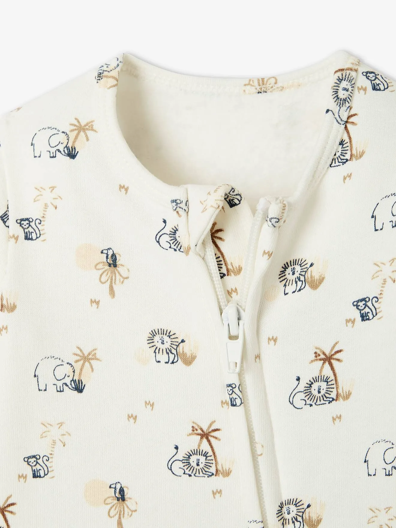 Lot de 2 pyjamas bébé en molleton ouverture zippée lot bleu jean - Vertbaudet