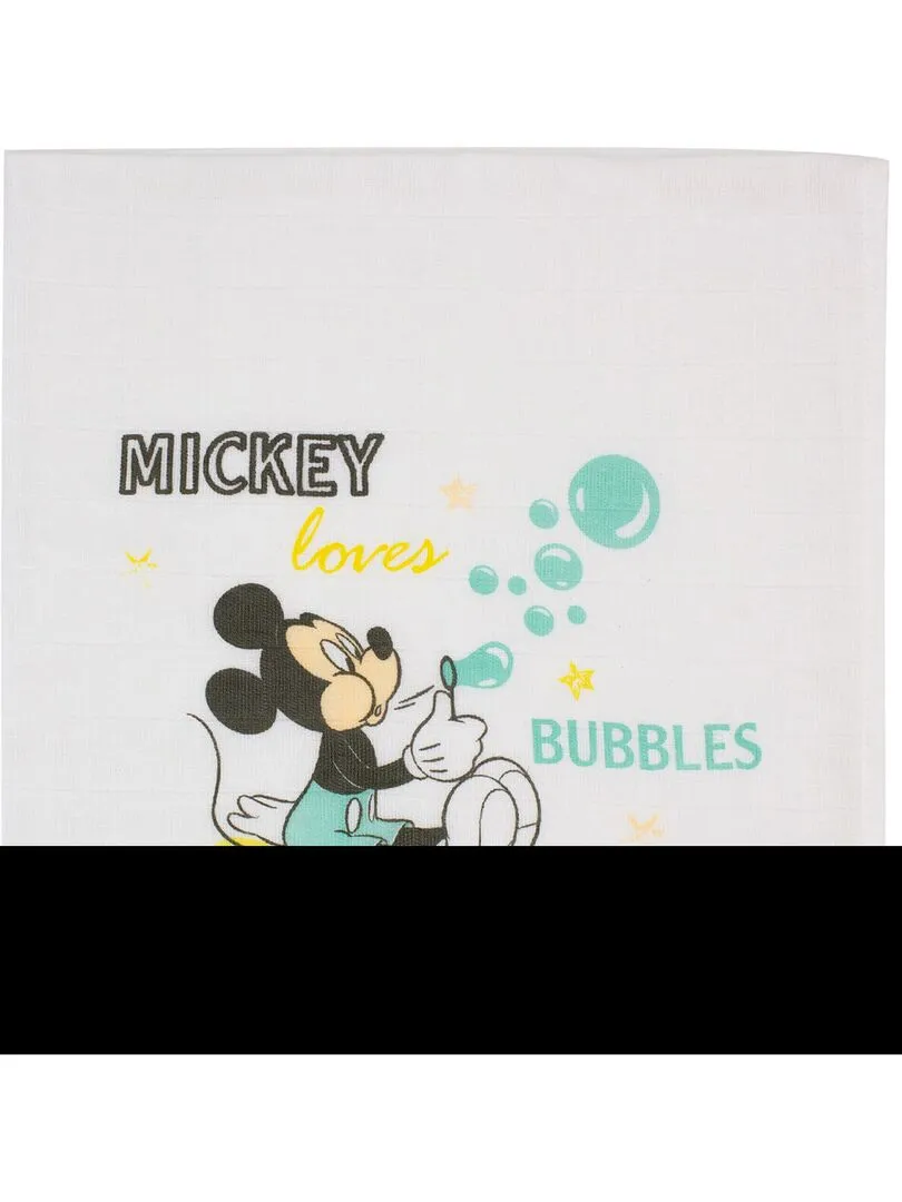 Lot de 3 langes Mickey Little One - 60x60 cm - Bleu