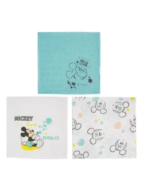 Lot de 3 langes Mickey Little One - 60x60 cm - Bleu