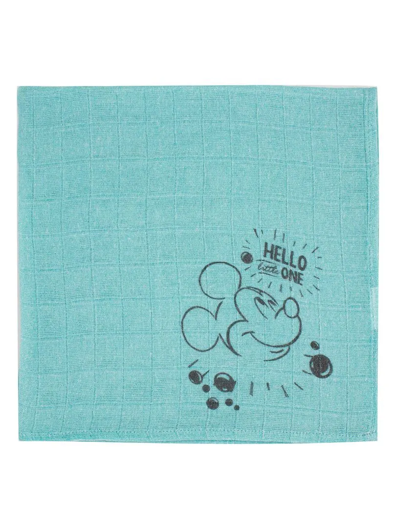 Lot de 3 langes Mickey Little One - 60x60 cm - Bleu