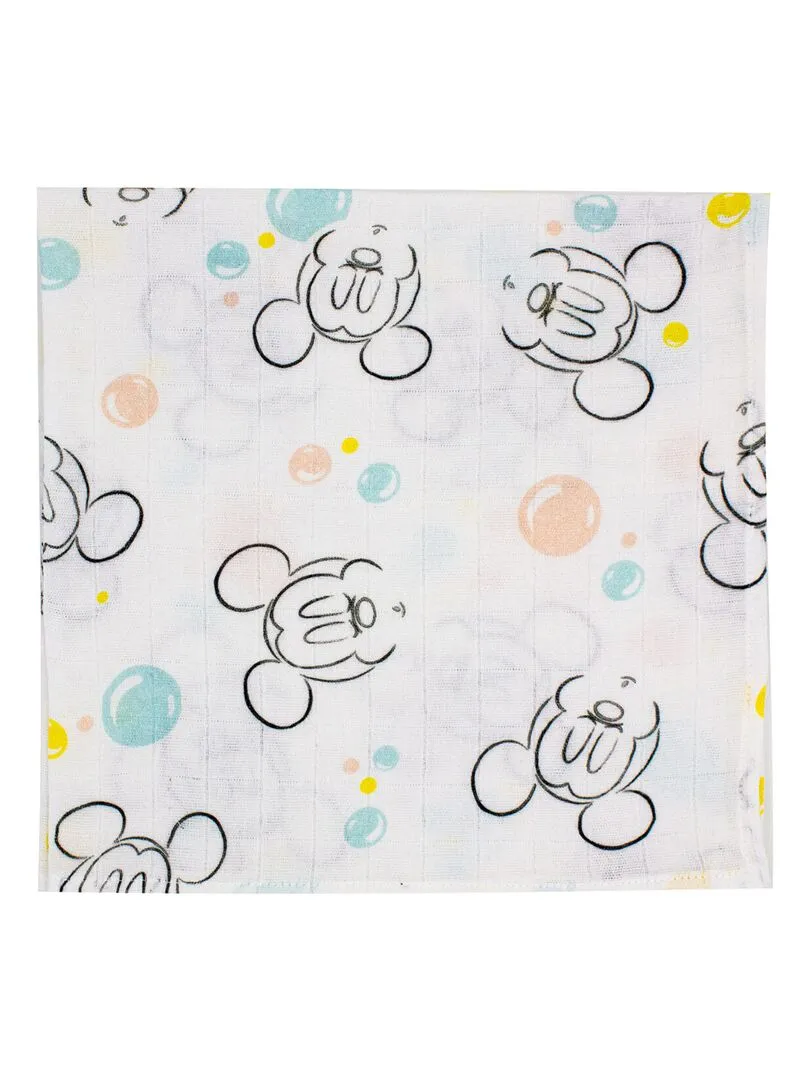 Lot de 3 langes Mickey Little One - 60x60 cm - Bleu