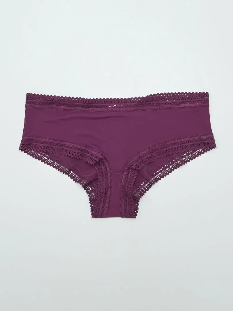 Lot de 3 shortys en microfibre imprimé - Violet