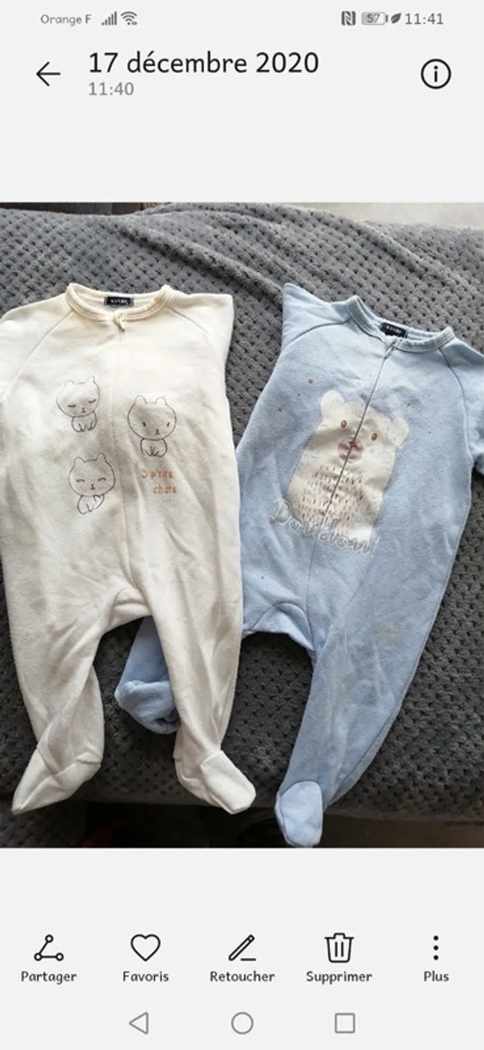 Lot pyjamas 3 mois - Petit Bateau - 1 mois  | Beebs