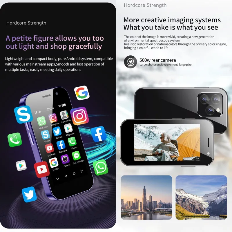 Mini Smartphone Petite Taille 3GB+32GB Android 9.0 4G Dual SIM