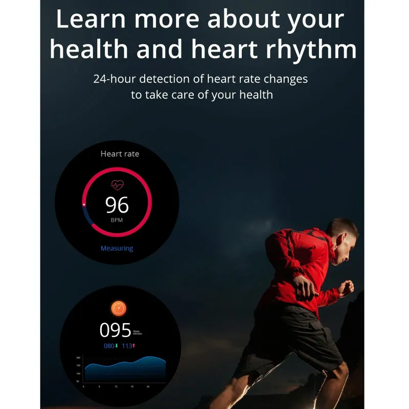 Montre Connectée Écran TFT Cardio Sommeil Tension