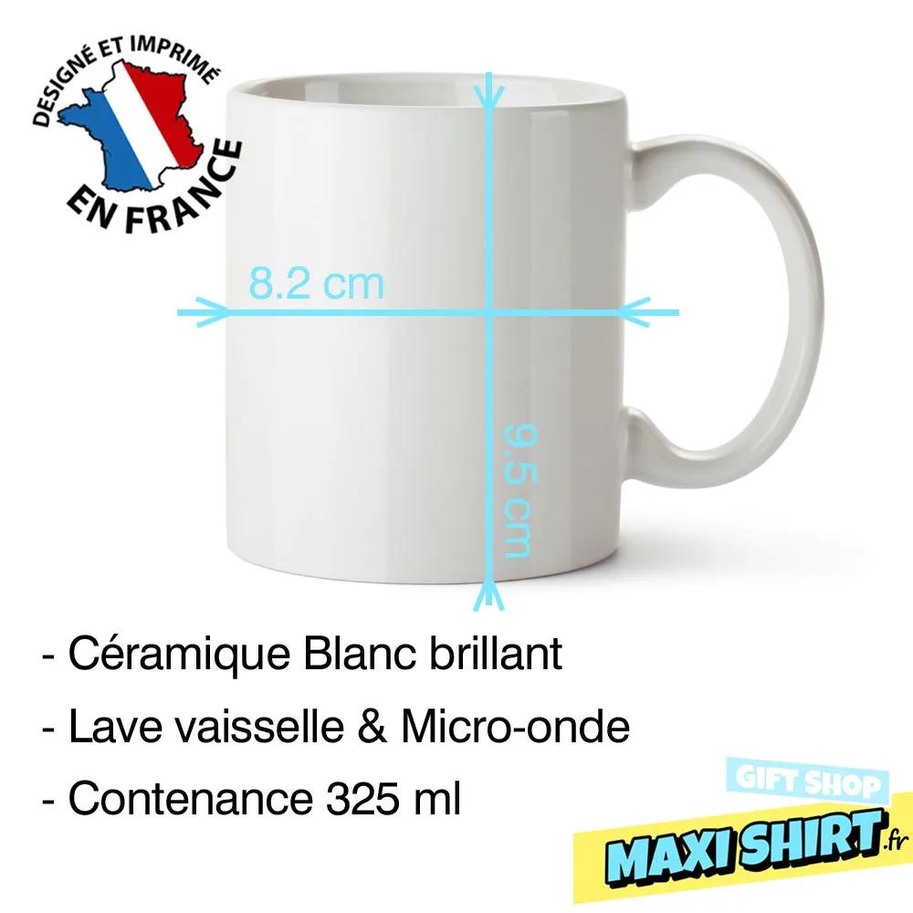 Mug Humour Kawa Kawette | en Céramique, Blanc Brillant | imprimé des 2 côtés | idée cadeau motard