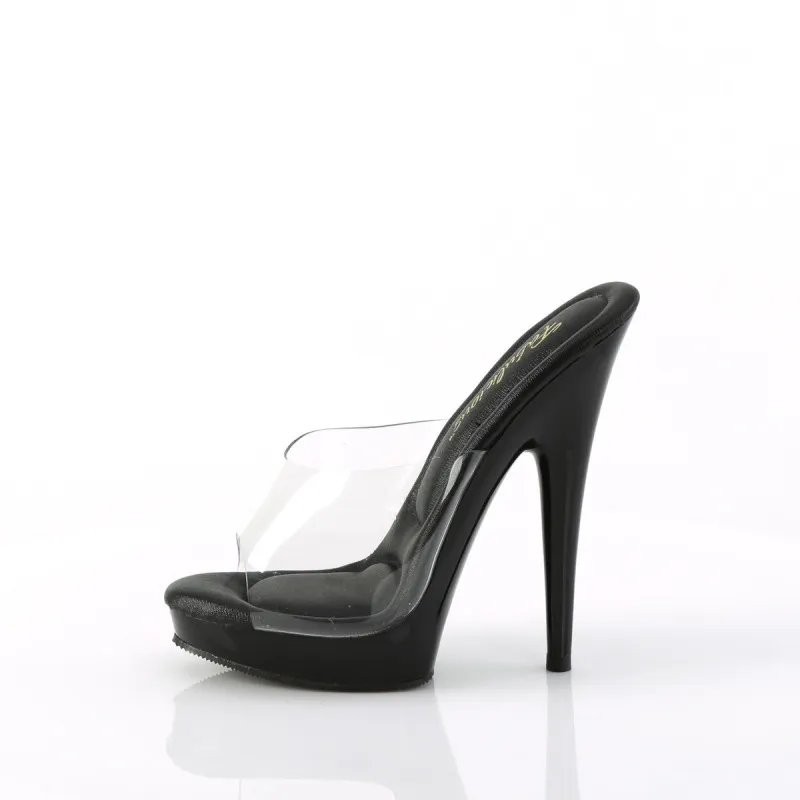 Mule talon femme transparente à plateforme noire petite et grande taille