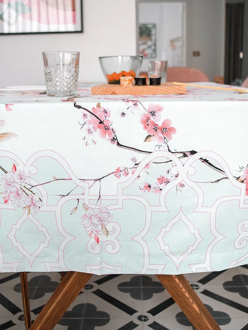 Nappe Chinoiserie "Happyfriday" - Blanc