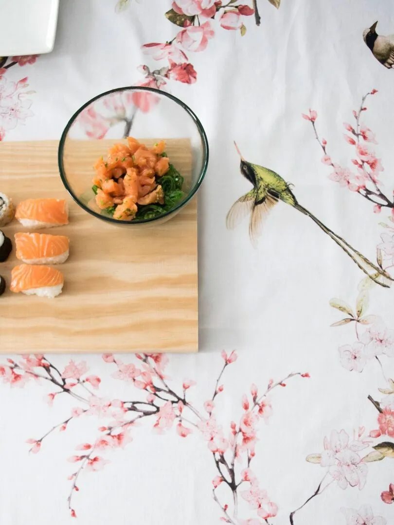 Nappe Chinoiserie "Happyfriday" - Blanc