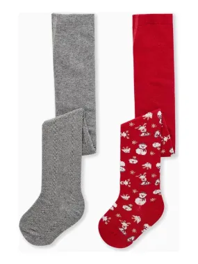 Pack 2 Paires de Collants en Maille pour Bébé Fille 'Noël'   NOËL - Multicolore