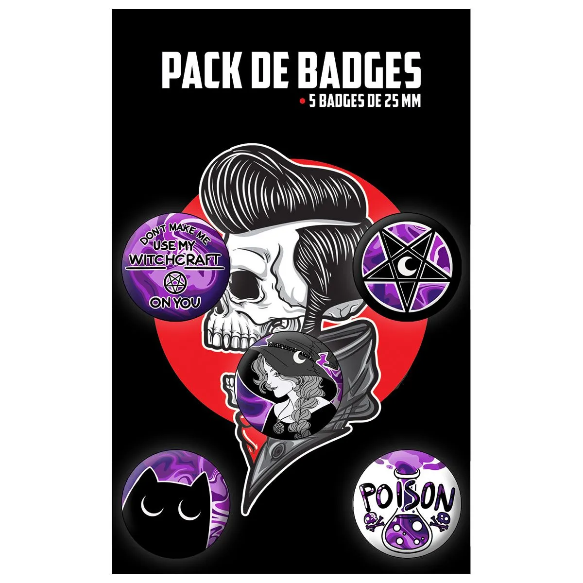 Pack de 5 Badges GOTHIQUE - Witch - Rock A Gogo