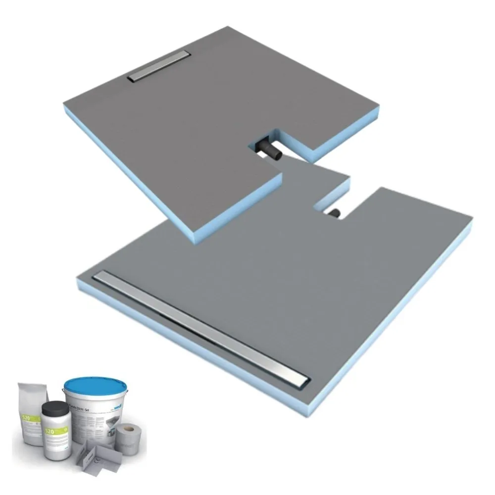 Pack receveur à carreler WEDI Fundo Plano Linea écoulement linéaire + bonde intégrée