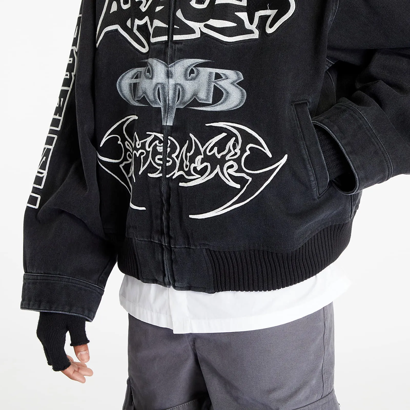 Patch Denim Bomber Jacket
