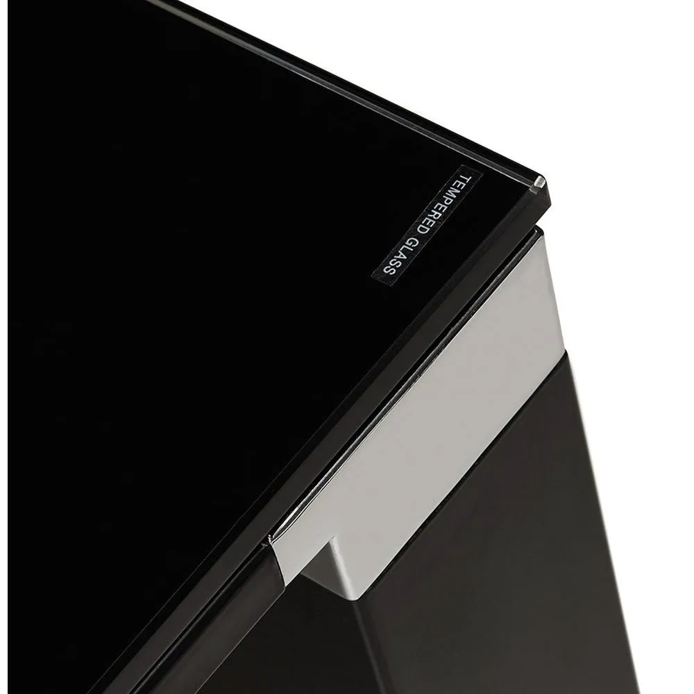 Petit bureau droit design 'xline' en verre noir 140x70cm