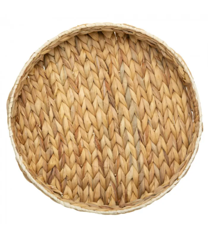 Plateau rond tressé en jacinthe d'eau - 35cm