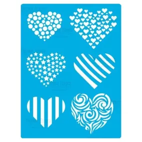 Pochoir plastique souple réutilisable fabrika décoru coeurs 110
