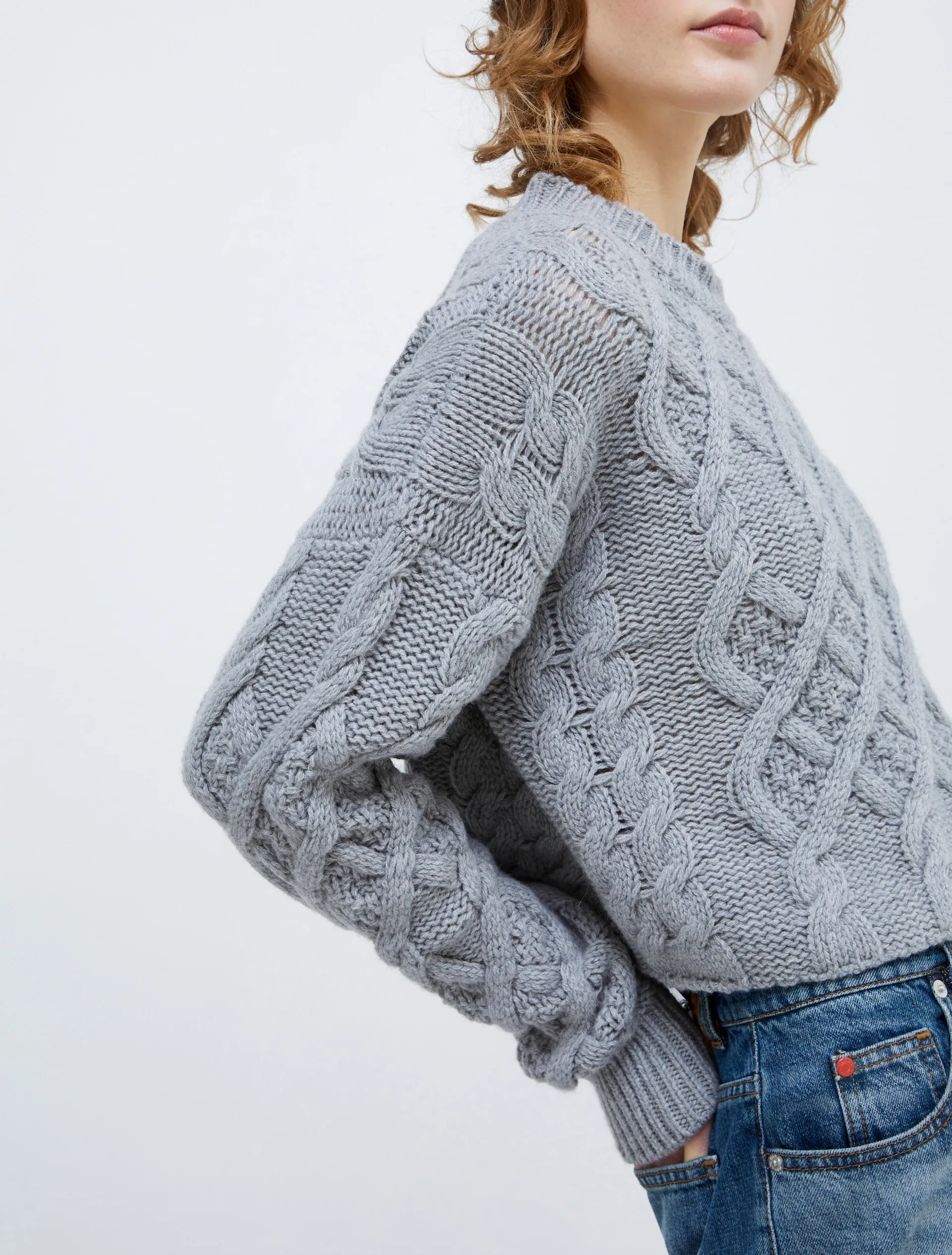 Pull à maille torsadée en laine