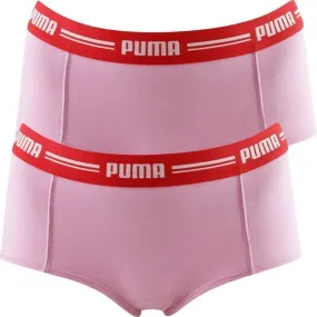 PUMA Lot de 2 Boxers Femme Coton ICONIC Pink Red