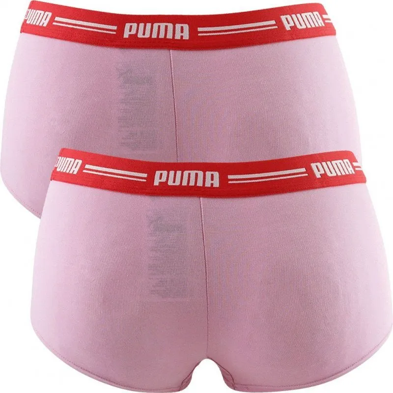 PUMA Lot de 2 Boxers Femme Coton ICONIC Pink Red