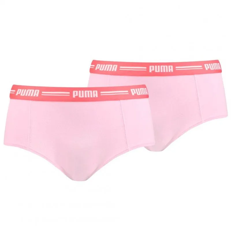 PUMA Lot de 2 Boxers Femme Coton ICONIC Pink Red