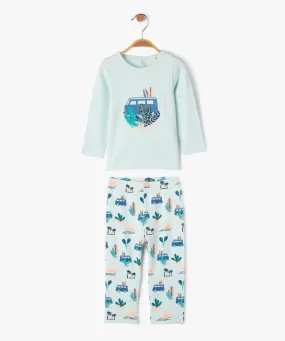 pyjama 2 pieces a motifs hippie bebe garcon bleu pyjamas 2 pieces