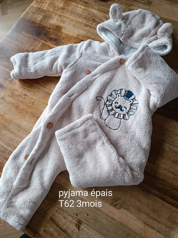 Pyjamas hiver T62 - Baby Club - 3 mois  | Beebs