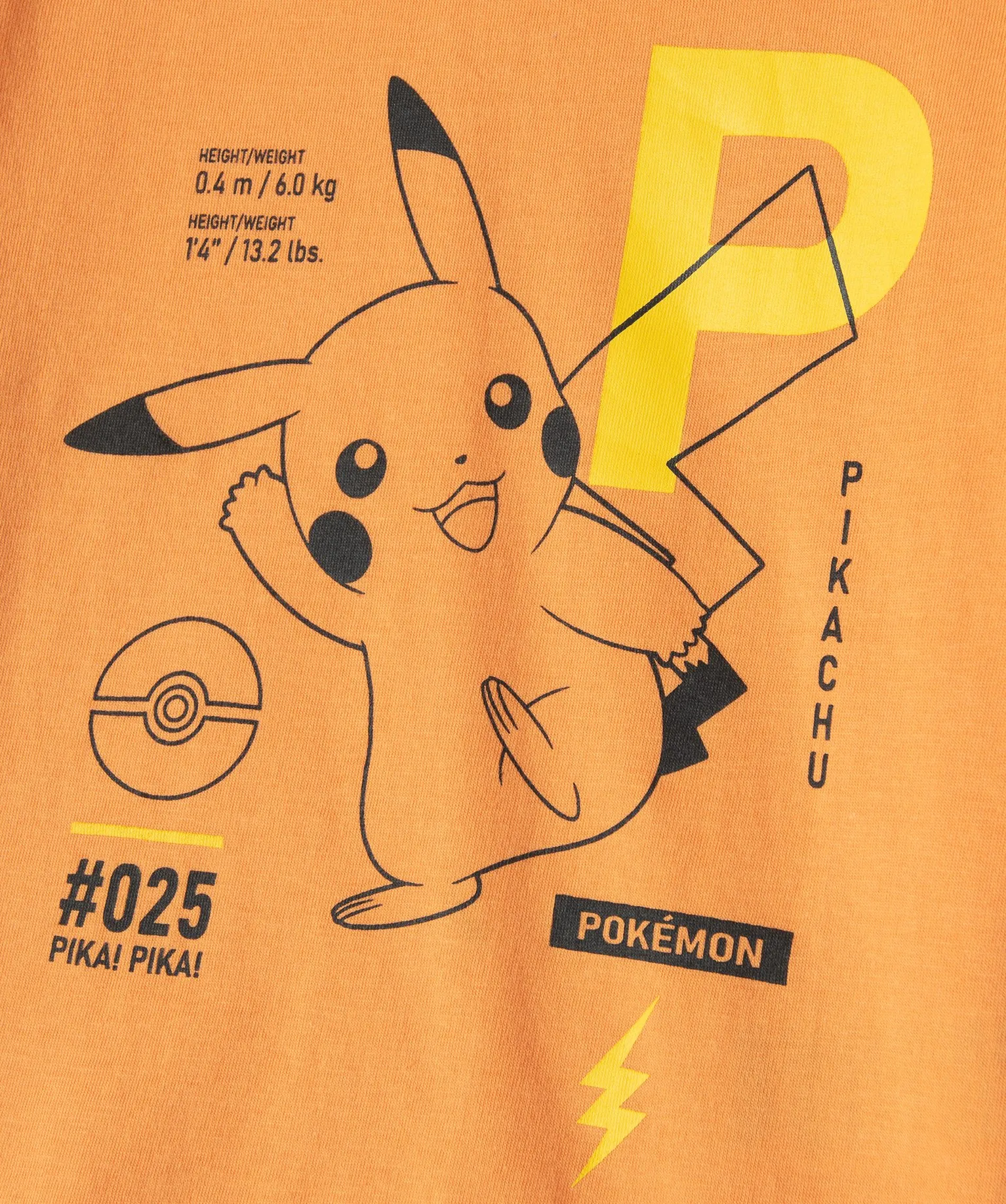 pyjashort garcon bicolore avec motif pikachu - pokemon orange pyjamas