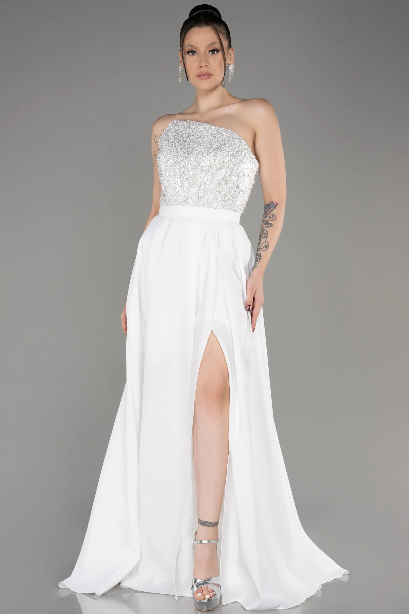 Robe De Soirée Longue Blanc ABU3779