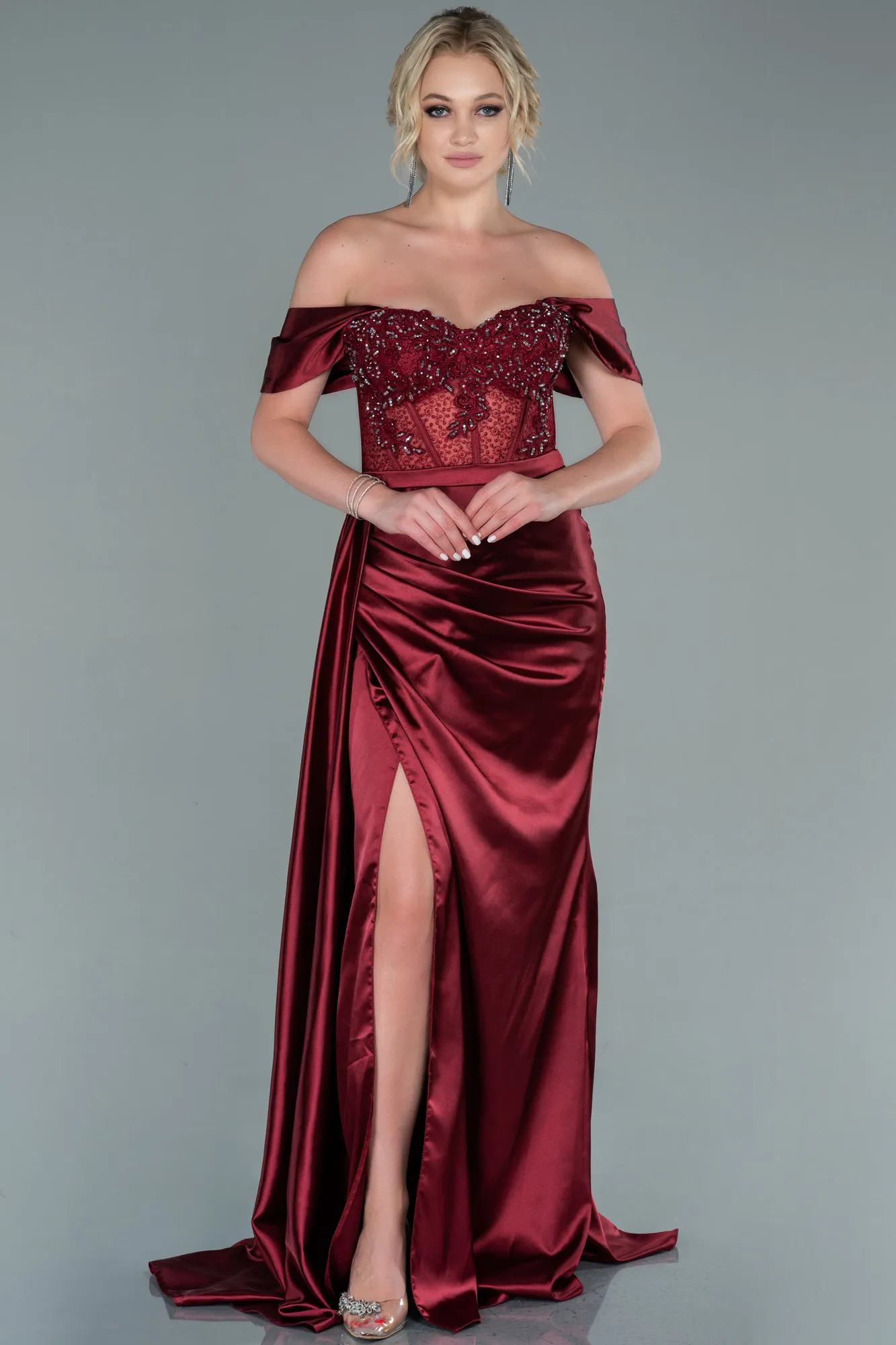 Robe De Soirée Satin Longue Indigo ABU3997