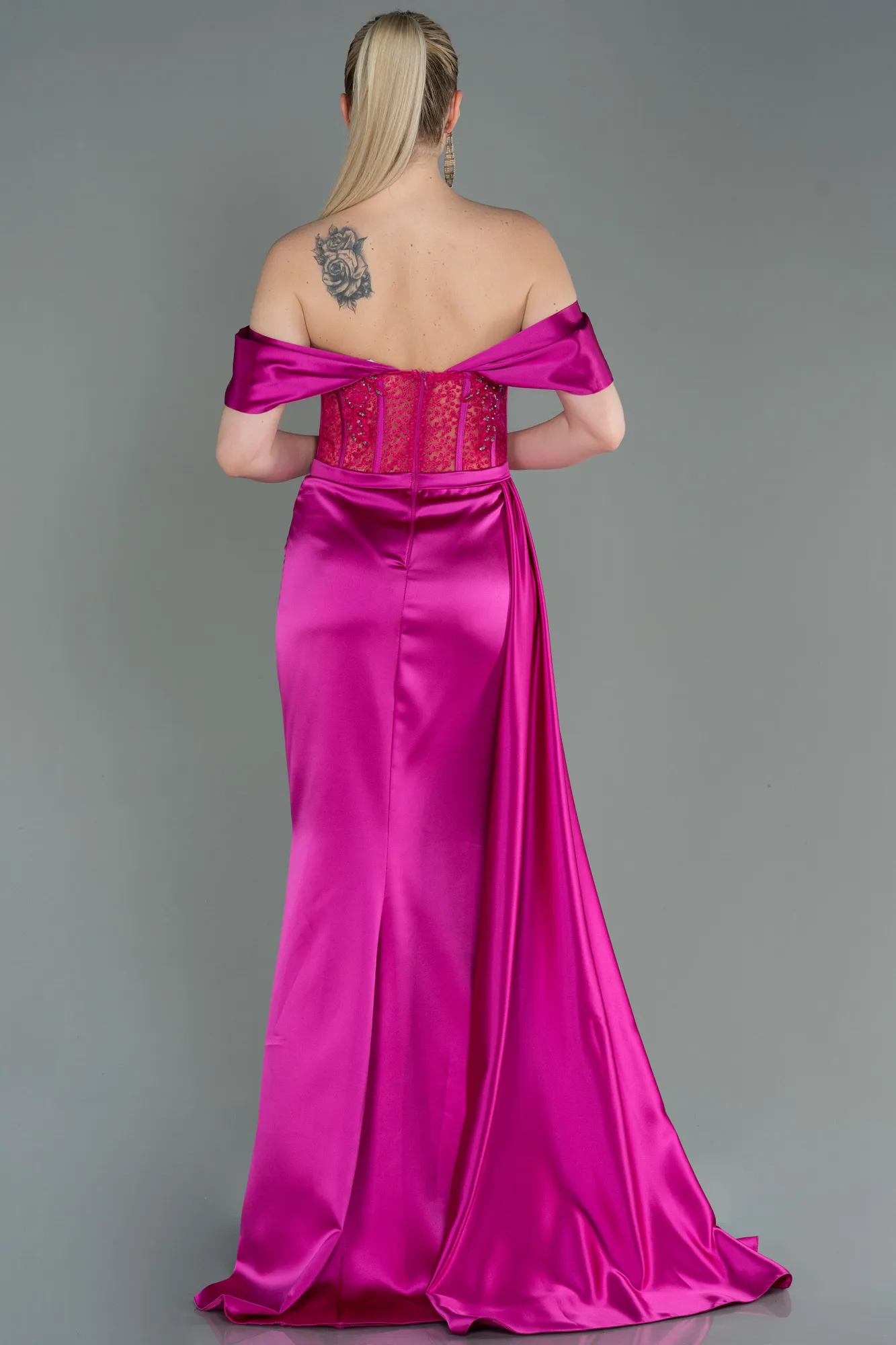 Robe De Soirée Satin Longue Indigo ABU3997