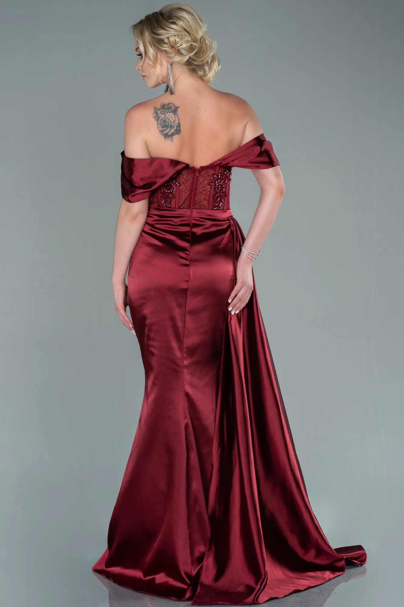 Robe De Soirée Satin Longue Indigo ABU3997