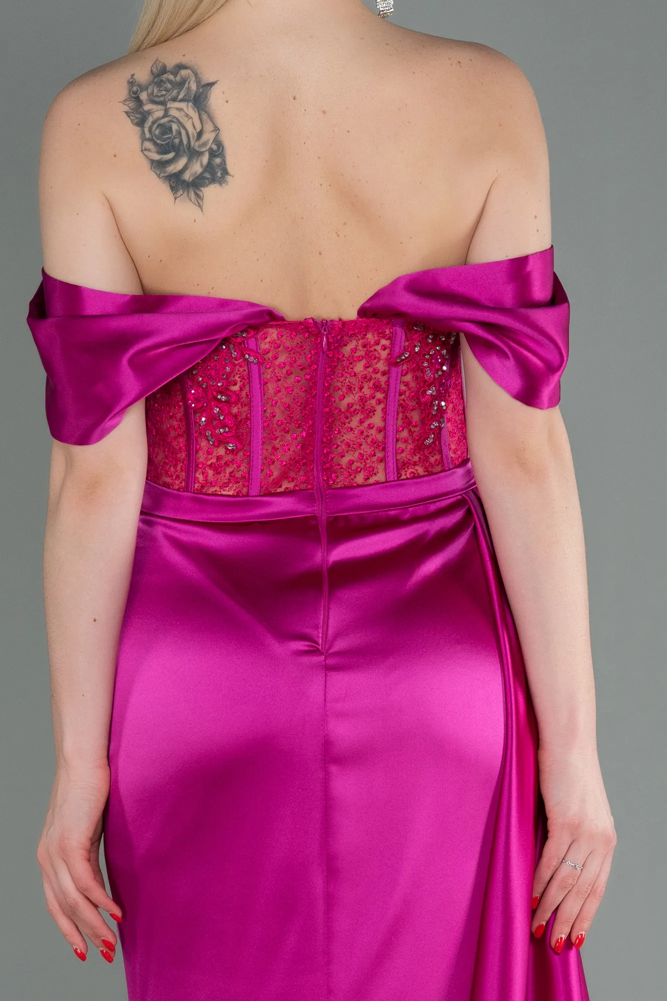 Robe De Soirée Satin Longue Indigo ABU3997