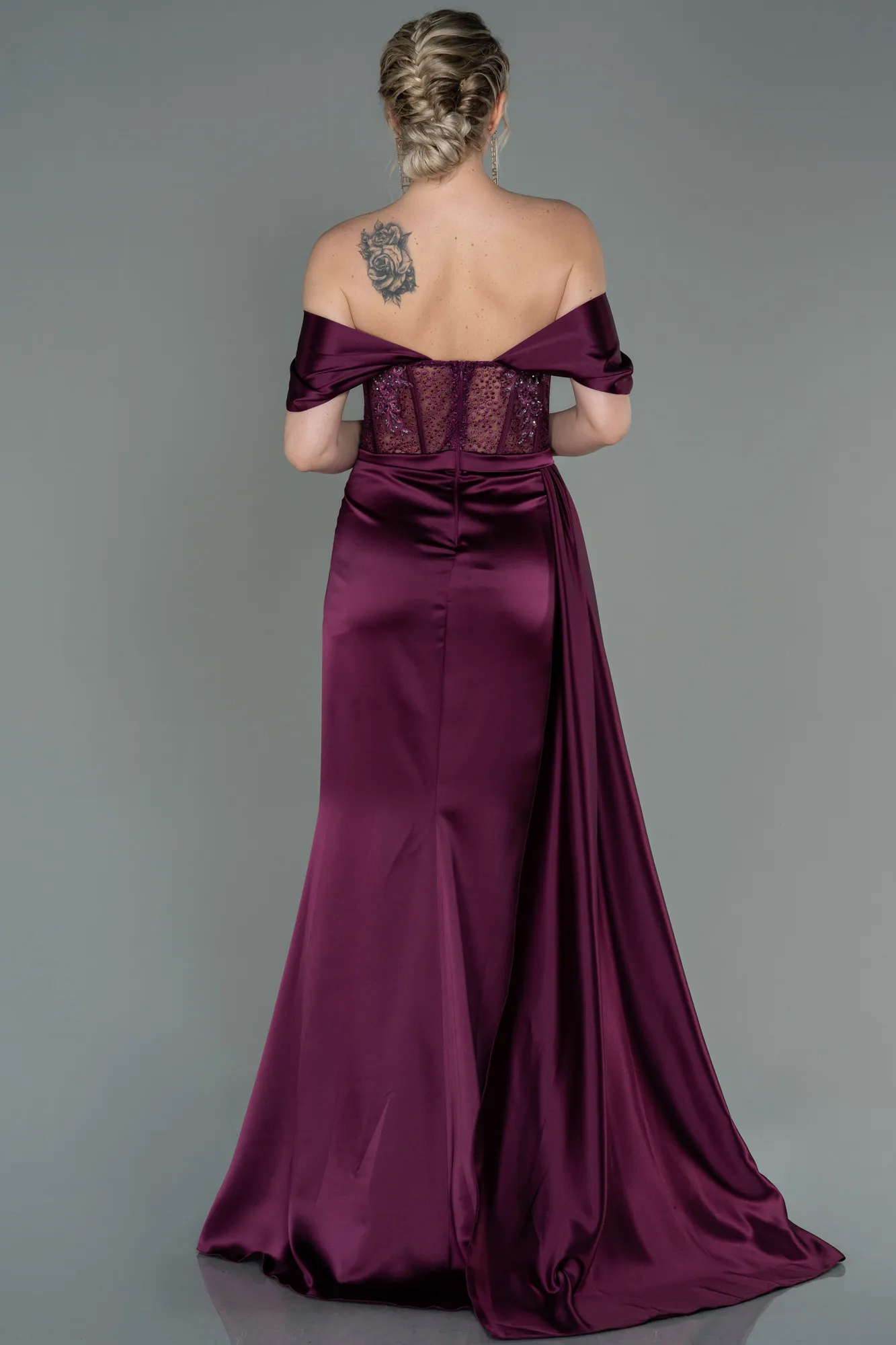 Robe De Soirée Satin Longue Indigo ABU3997