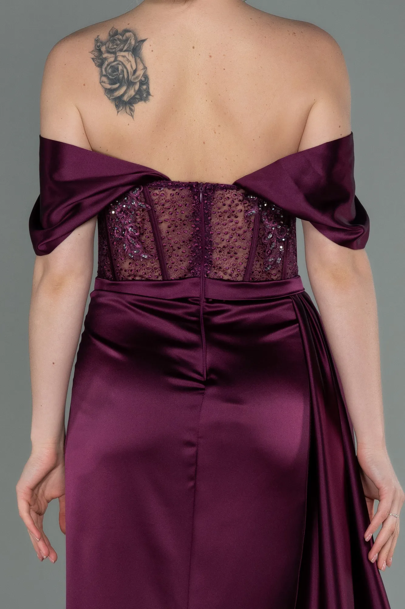 Robe De Soirée Satin Longue Indigo ABU3997