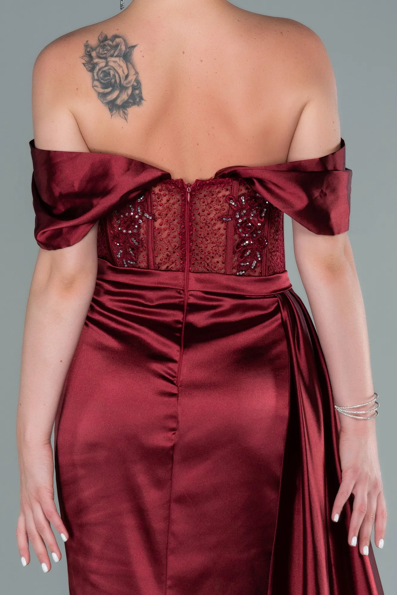 Robe De Soirée Satin Longue Indigo ABU3997