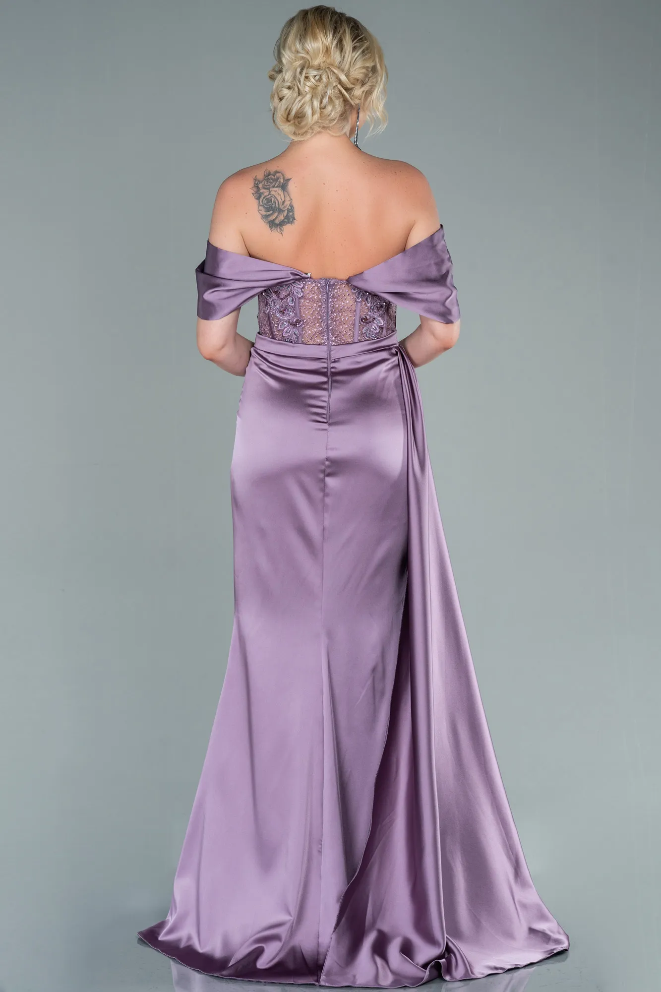 Robe De Soirée Satin Longue Indigo ABU3997