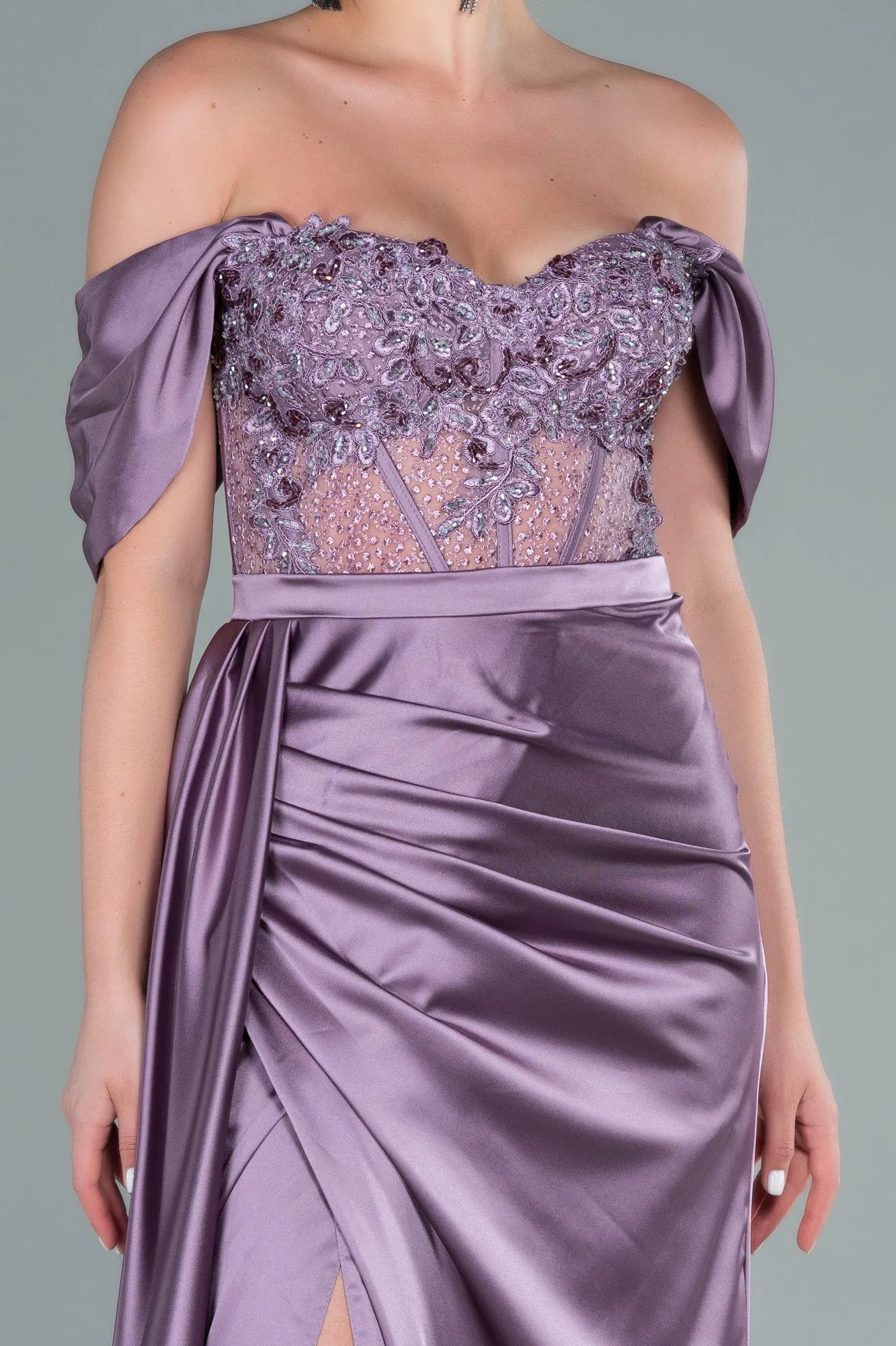 Robe De Soirée Satin Longue Indigo ABU3997