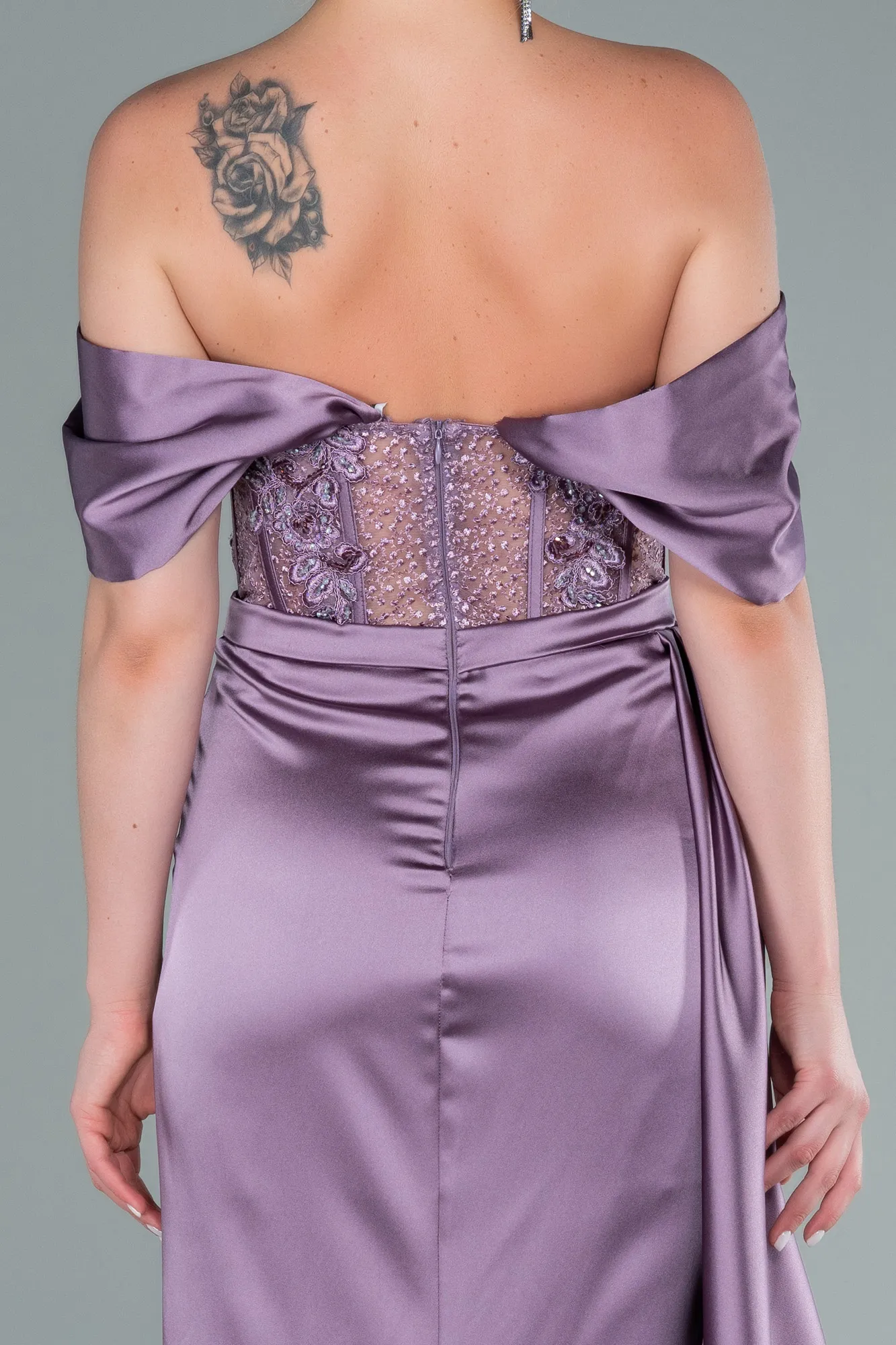 Robe De Soirée Satin Longue Indigo ABU3997