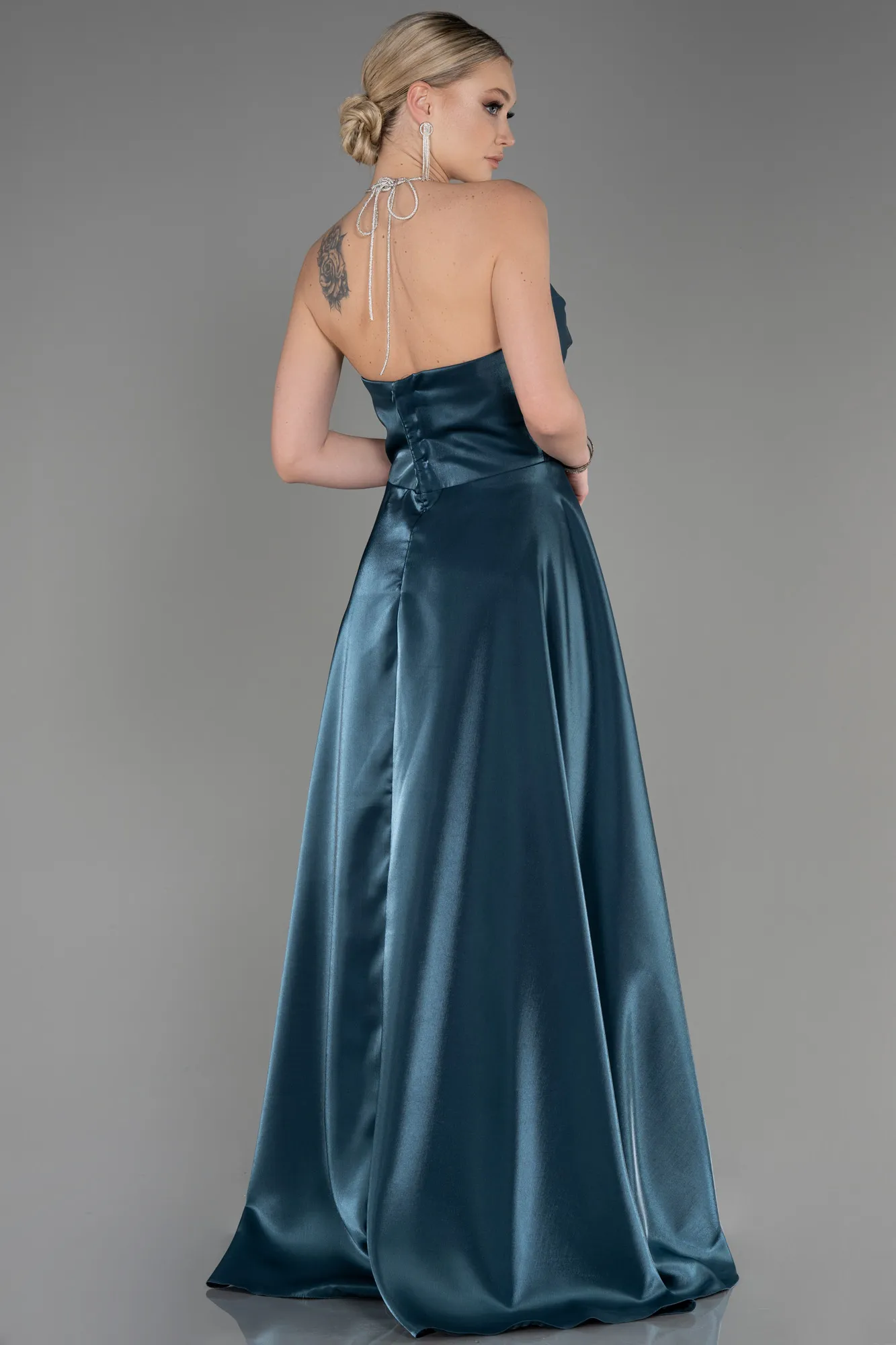 Robe De Soirée Satin Longue Rouge ABU3755