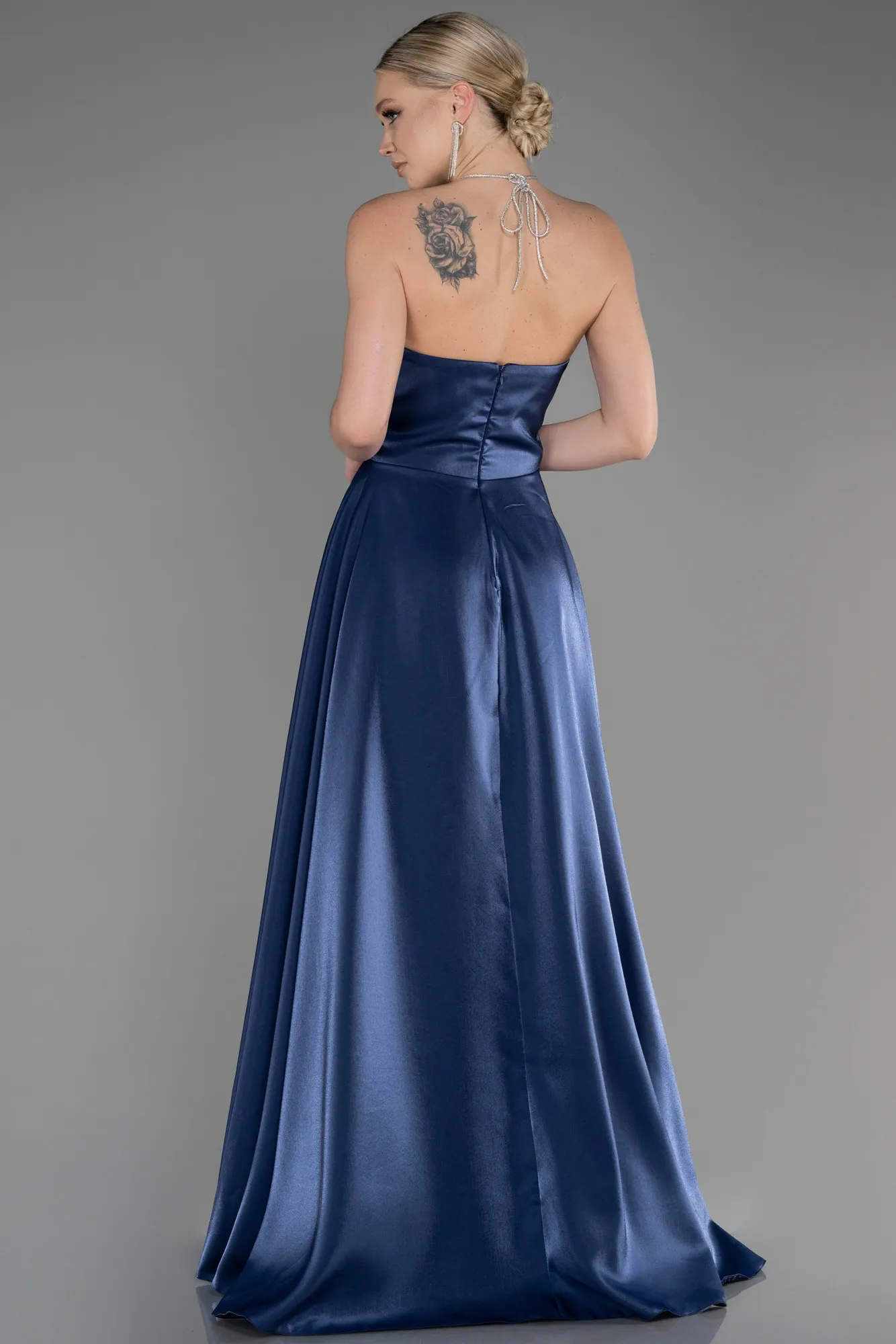 Robe De Soirée Satin Longue Rouge ABU3755