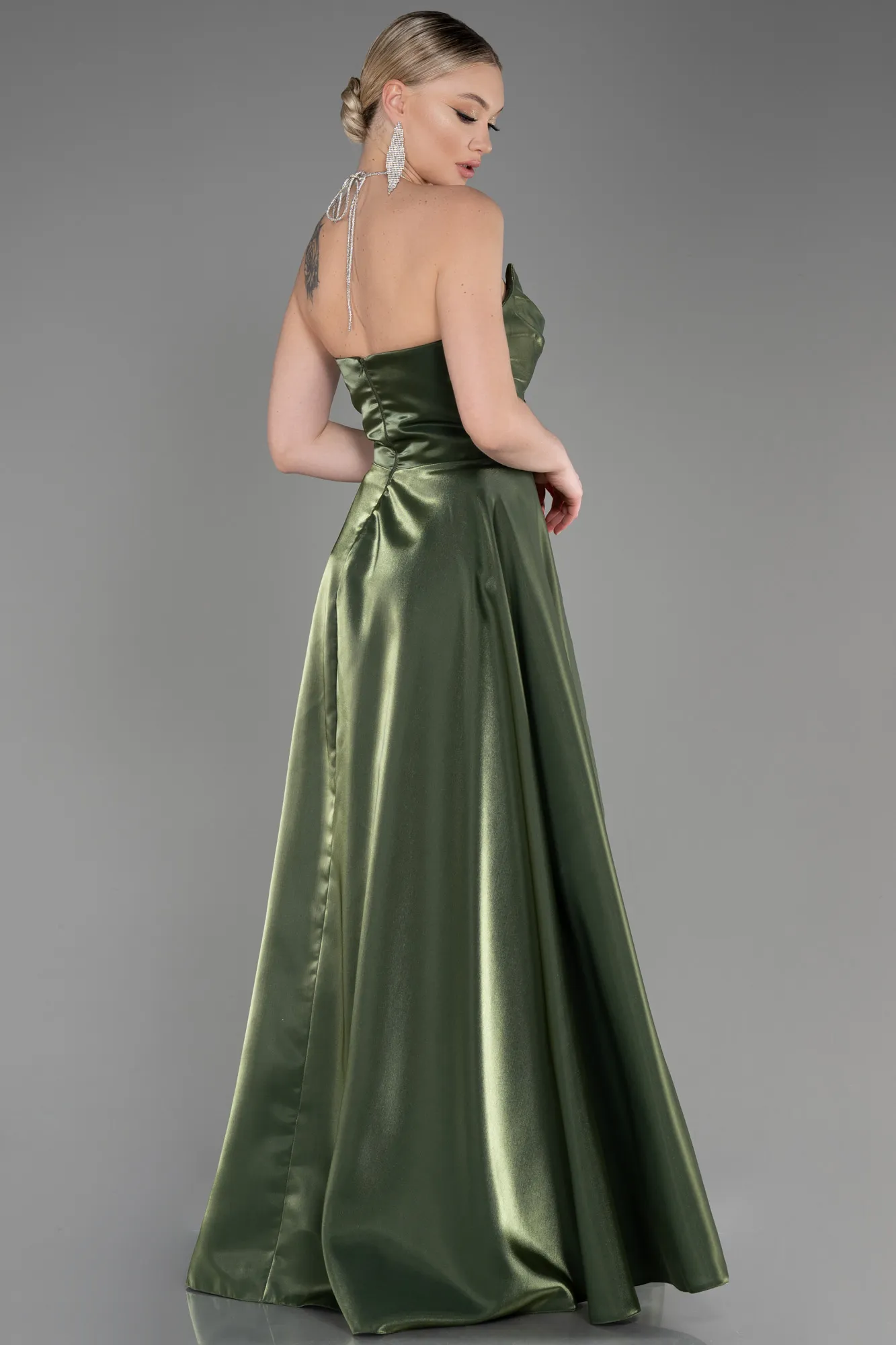 Robe De Soirée Satin Longue Rouge ABU3755