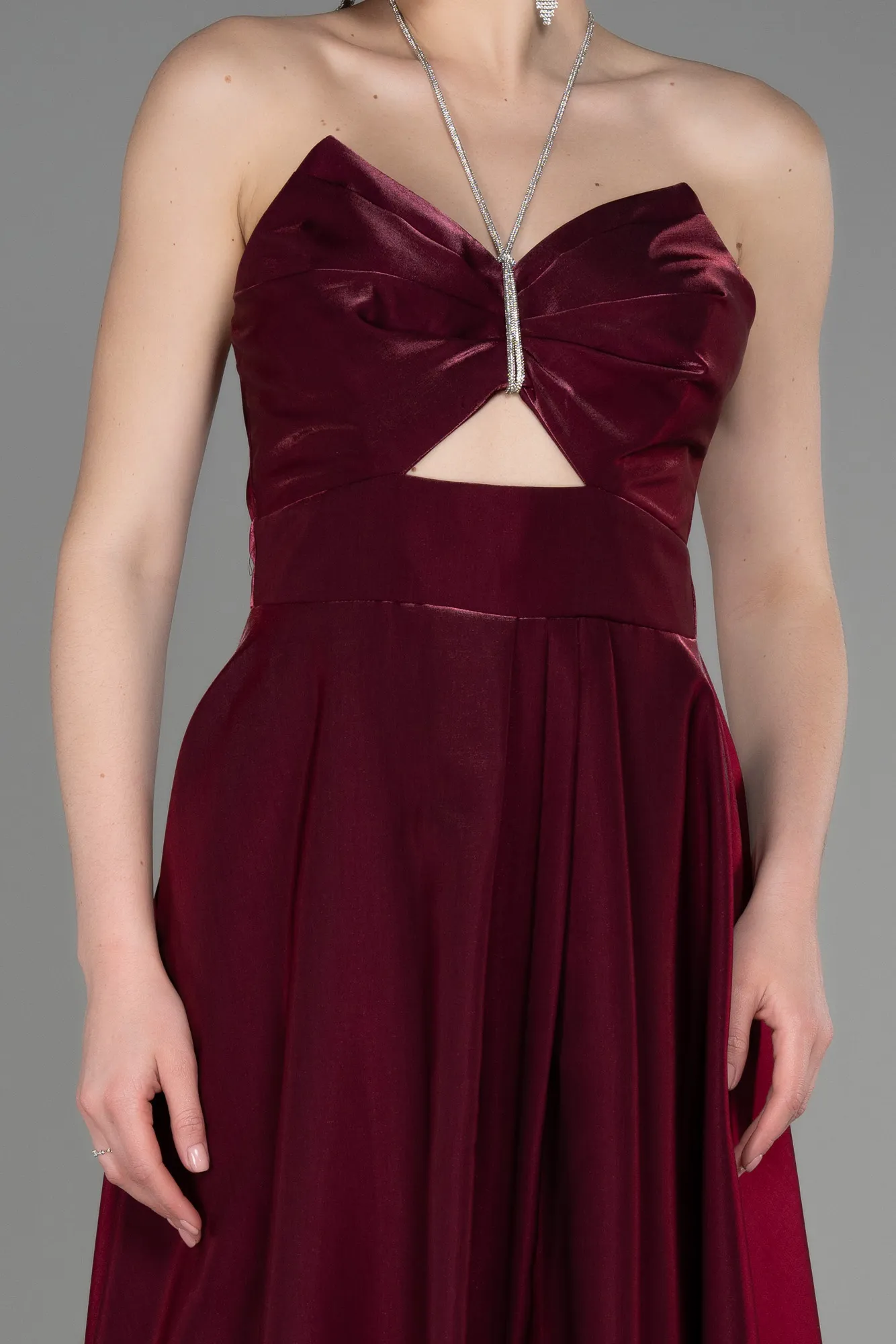 Robe De Soirée Satin Longue Rouge ABU3755