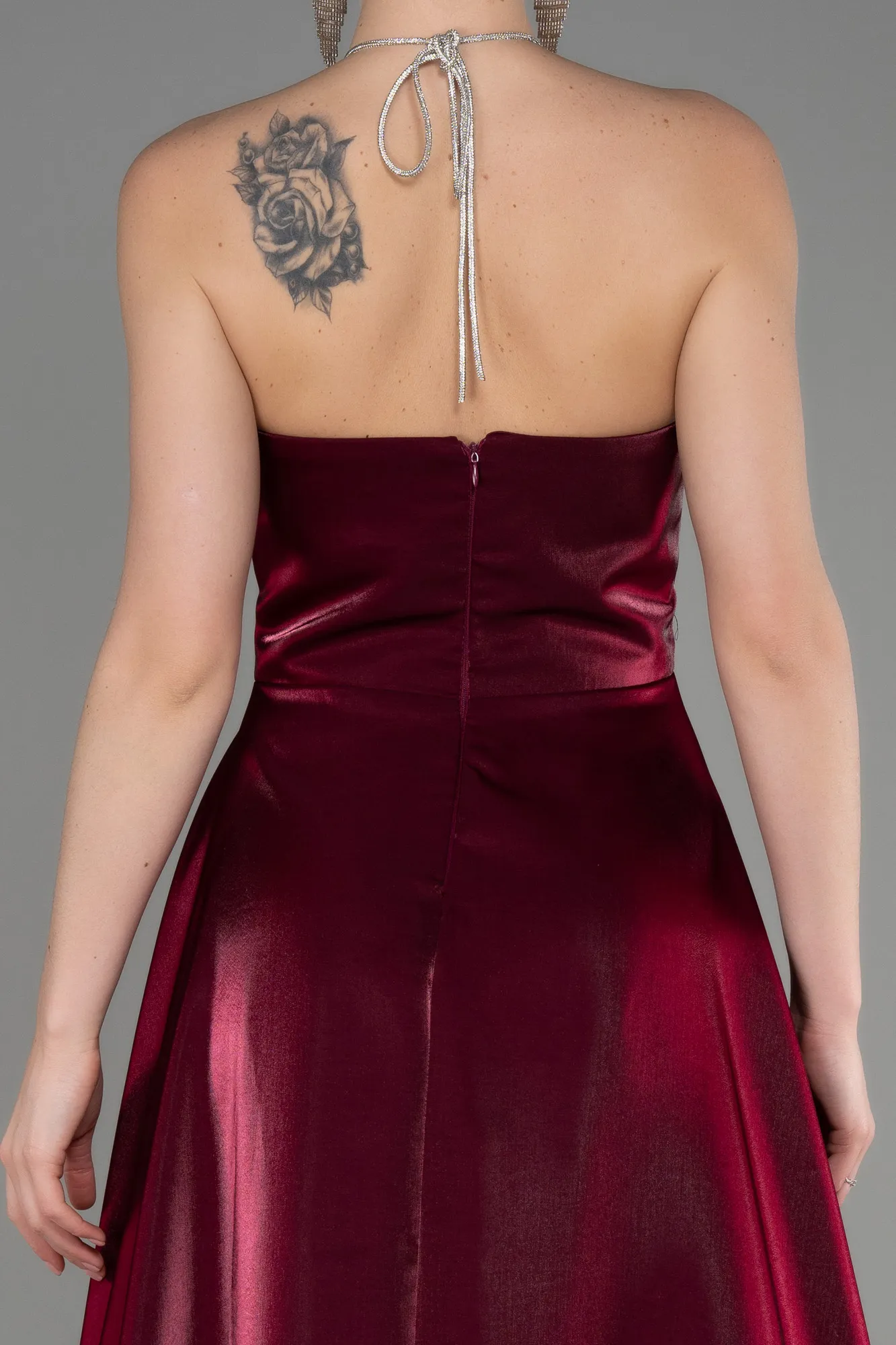 Robe De Soirée Satin Longue Rouge ABU3755