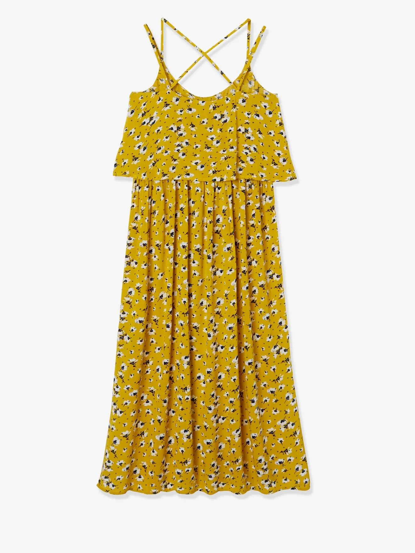 Robe longue de grossesse avec pans fantaisie imprimé noir et blanc - Vertbaudet