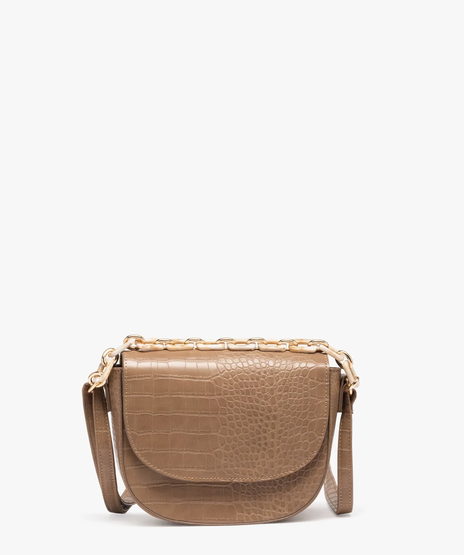 sac besace avec chaine decorative femme brun sacs bandouliere