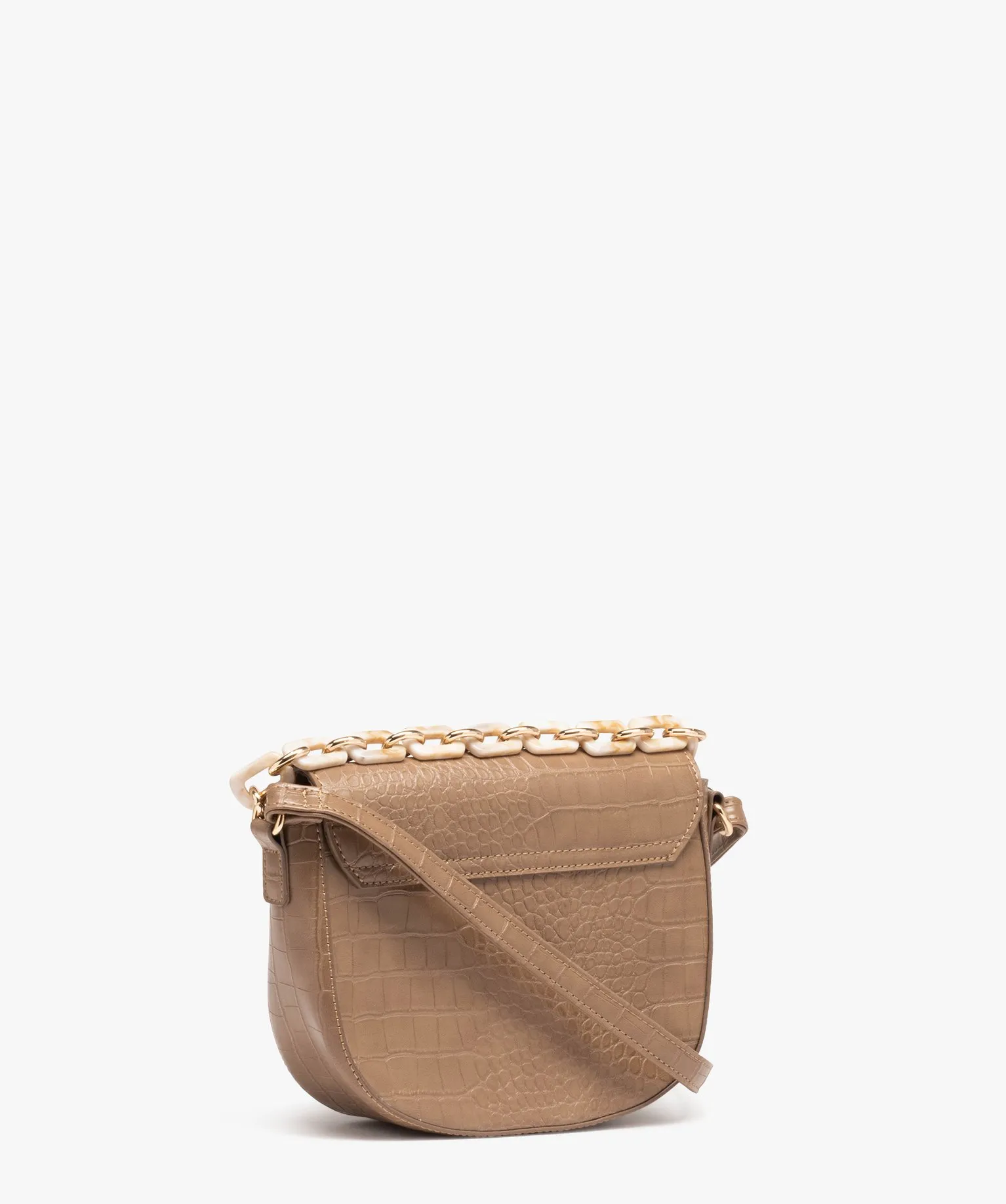 sac besace avec chaine decorative femme brun sacs bandouliere